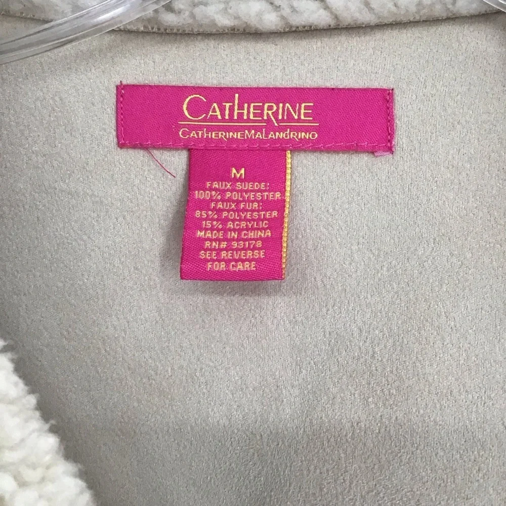 Catherine Maladrino Faux Fur Faux Leather Moto Jacket Casual Natural Size M
